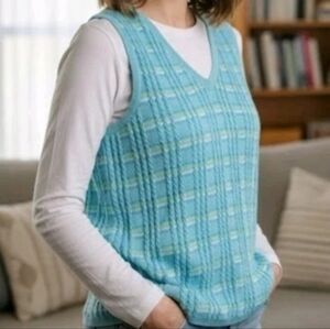 Lilly Pulitzer Light Blue& Yellow Plaid Knit Sweater Vest/MEDIUM